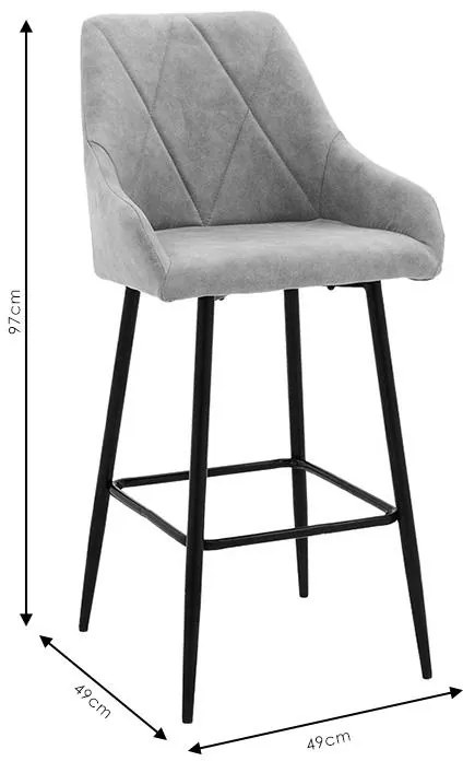 Σκαμπό bar Empower μεταλλικό μαύρο-ύφασμα antique καφέ 49x49x97 εκ.