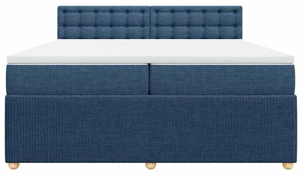 vidaXL Κρεβάτι Boxspring με Στρώμα Μπλε 200x200 εκ. Υφασμάτινο