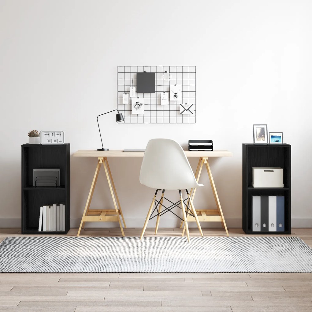 vidaXL Σετ επίπλου τηλεόρασης 2 pcs Μαύρη Οξυά Επεξεργασμένο ξύλο