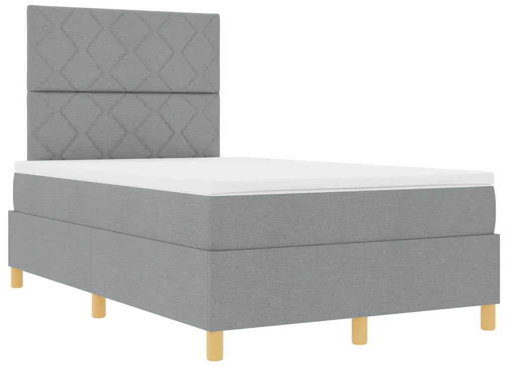 vidaXL Κρεβάτι Box Spring με Στρώμα & LED Ανοιχτό Γκρι 120x200 εκ. Ύφασμα