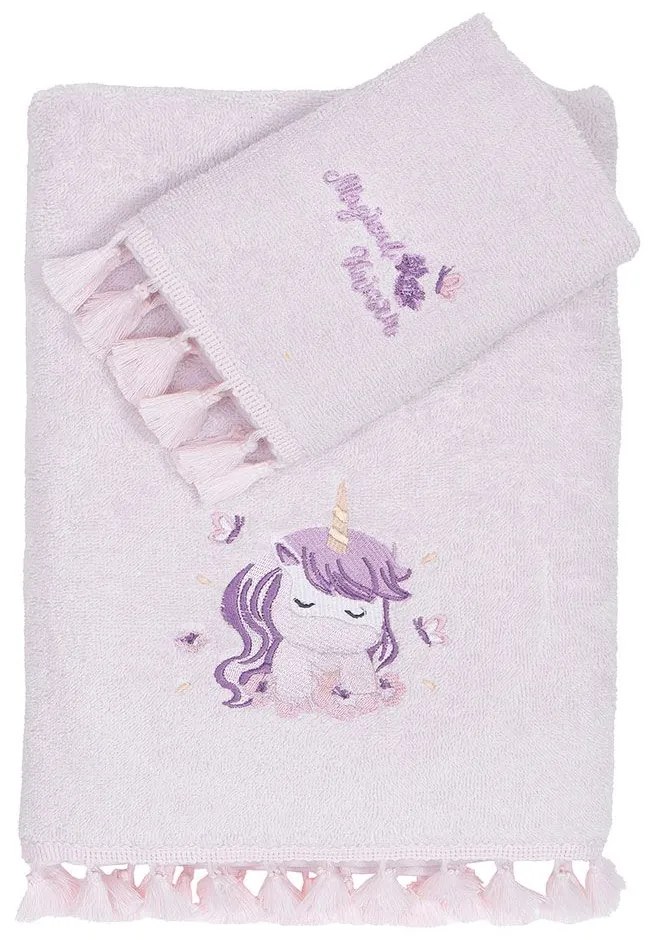 Πετσέτες Παιδικές Magical Unicorn (Σετ 2τμχ) Lila Nima Towels Set 70x140cm 100% Βαμβάκι