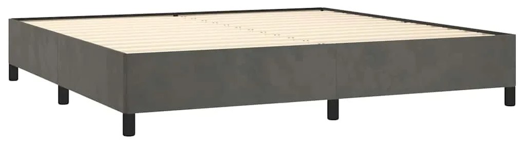 vidaXL Κρεβάτι Boxspring με Στρώμα Σκούρο Γκρι 200x200 εκ. Βελούδινο