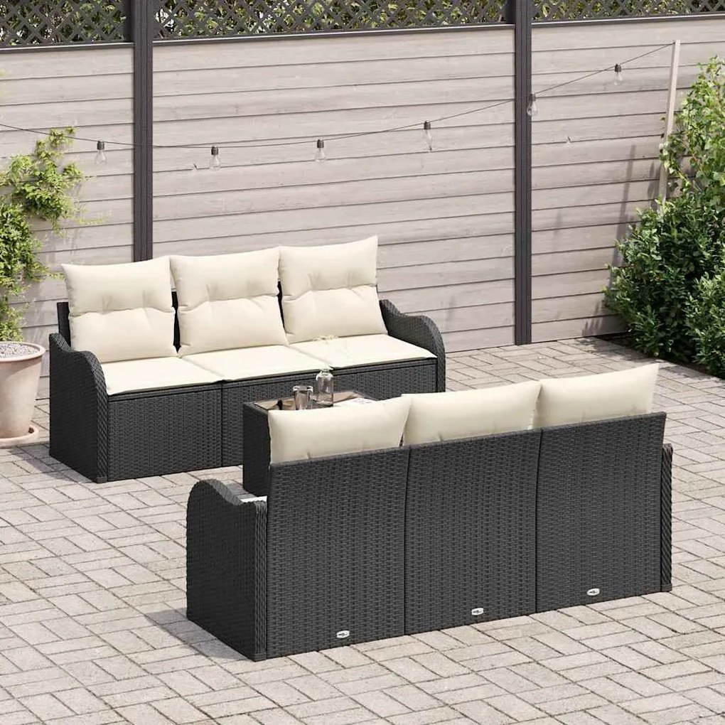 vidaXL Σετ Καναπέ Κήπου 7 pcs Μαύρο 55 x 55 x 37 εκ Πολυ ράταν
