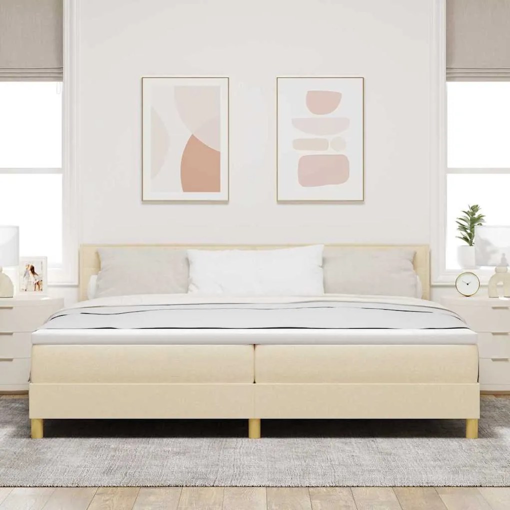 vidaXL Κρεβάτι με ελατήρια με στρώμα Κρεμ 200 x 200 cm ύφασμα