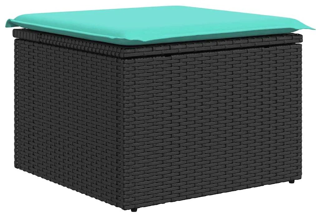 vidaXL Καναπές Σετ 7Τεμαχίων Μαύρο Συνθετικό Ρατάν με Μαξιλάρια Ακακία