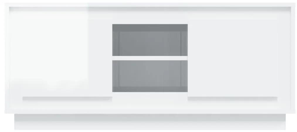 Έπιπλο Τηλεόρασης Γυαλ. Λευκό 102x35x45 εκ. Επεξεργασμένο Ξύλο - Λευκό