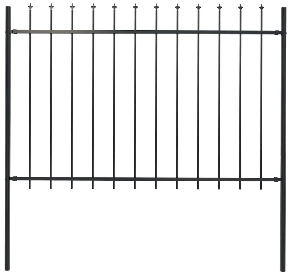Κάγκελα Περίφραξης με Λόγχες Μαύρα 1,7 x 1,2 μ. από Χάλυβα