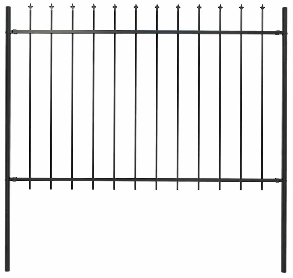 Φράχτης Κήπου με Κορυφή Δόρυ Μαύρος Ατσάλινος 181 x 120 εκ.