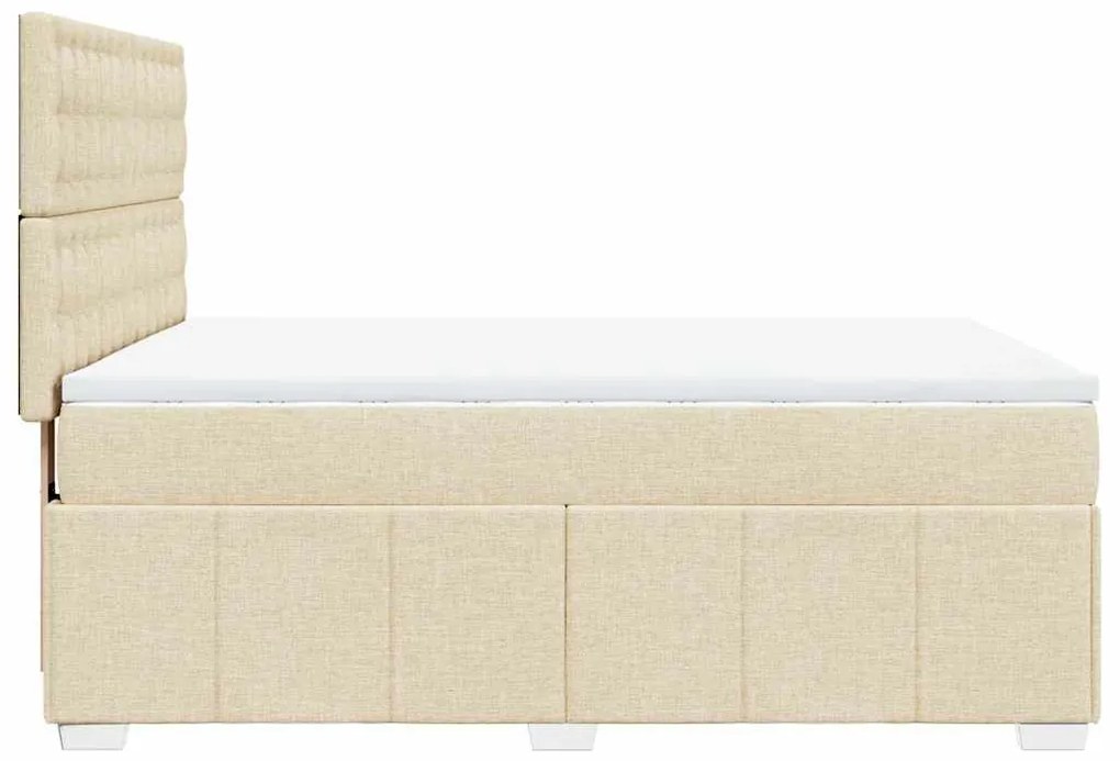 vidaXL Κρεβάτι Boxspring με Στρώμα Κρεμ 140x190 εκ. Υφασμάτινο