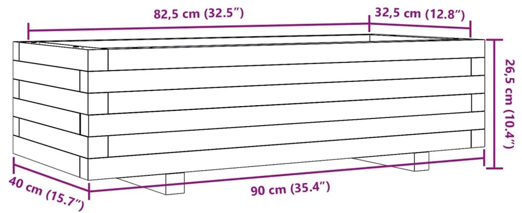 Ζαρντινιέρα Κήπου 90x40x26,5 εκ. από Εμποτισμένο Ξύλο Πεύκου - Καφέ