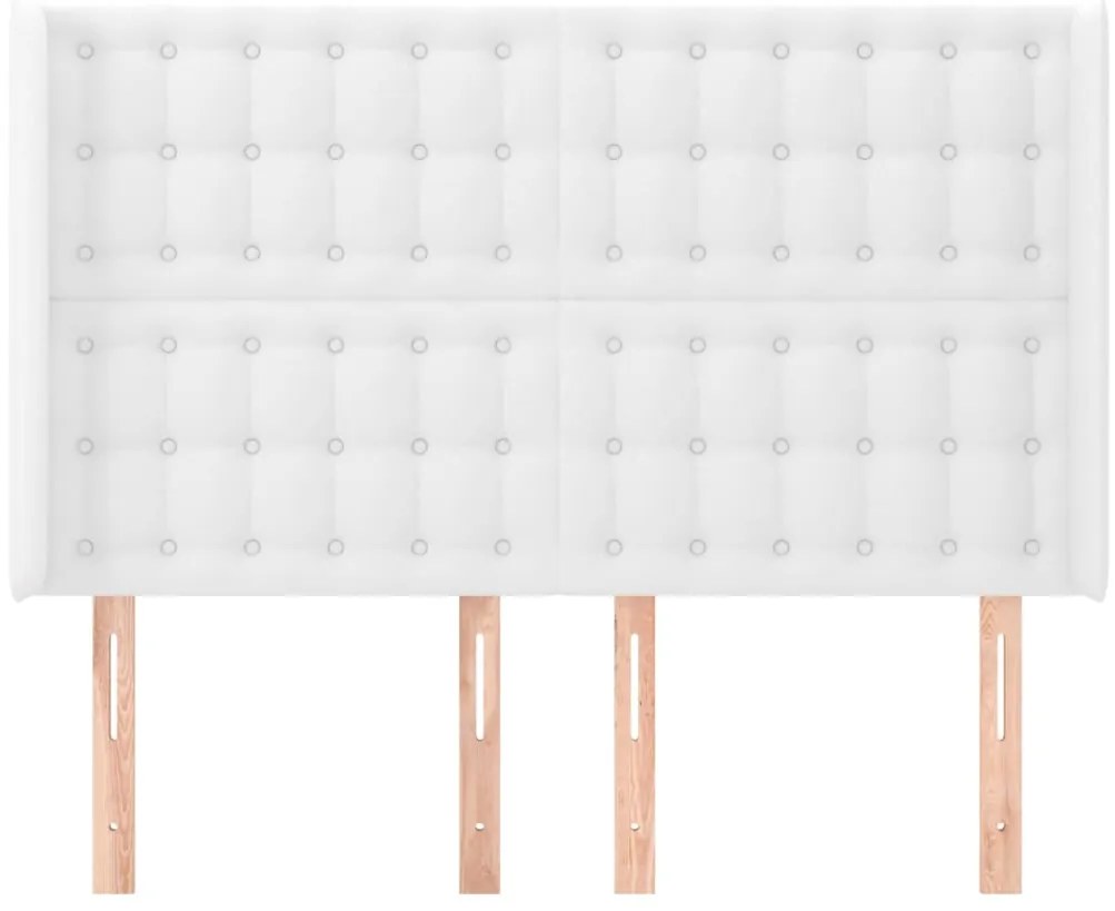 vidaXL Κεφαλάρι με Πτερύγια Λευκό 147x16x118/128 εκ. Συνθ. Δέρμα