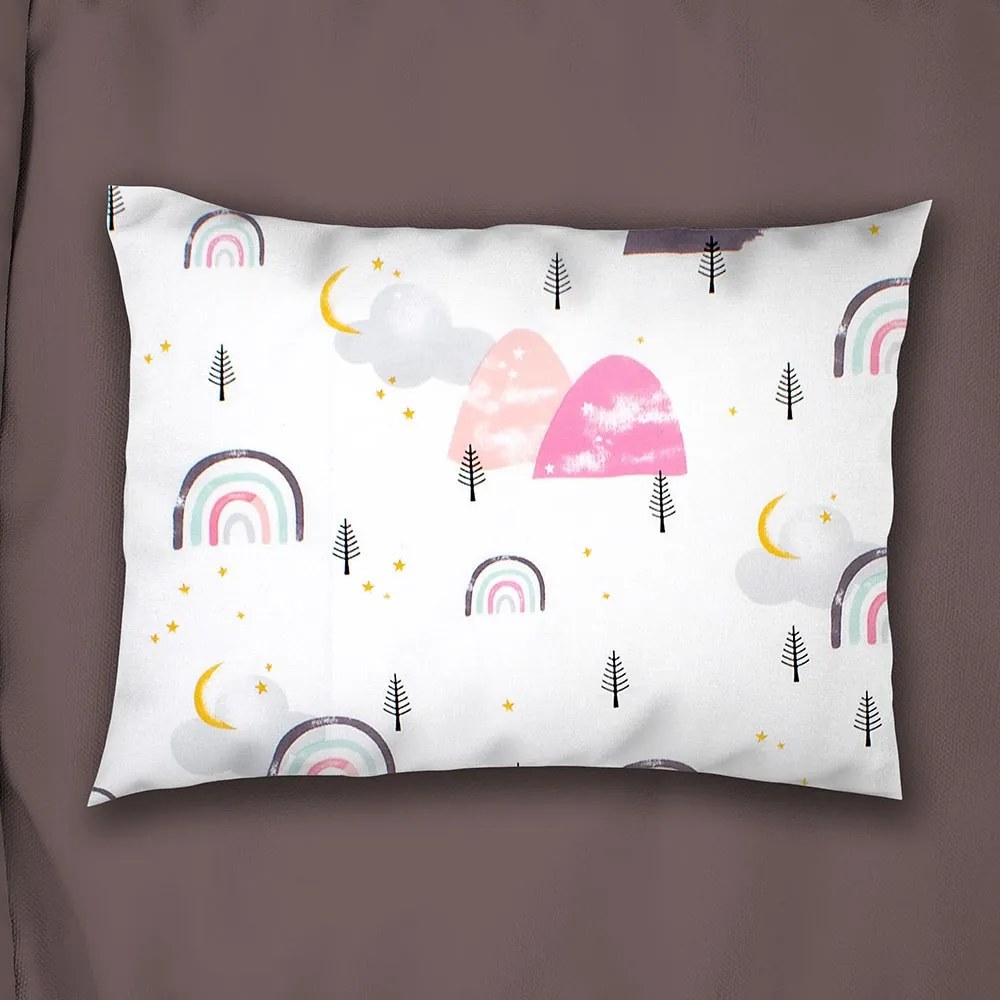 Μαξιλαροθήκη Παιδική Rainbow 575 White-Pink DimCol 35X45 35x45cm 100% Βαμβάκι