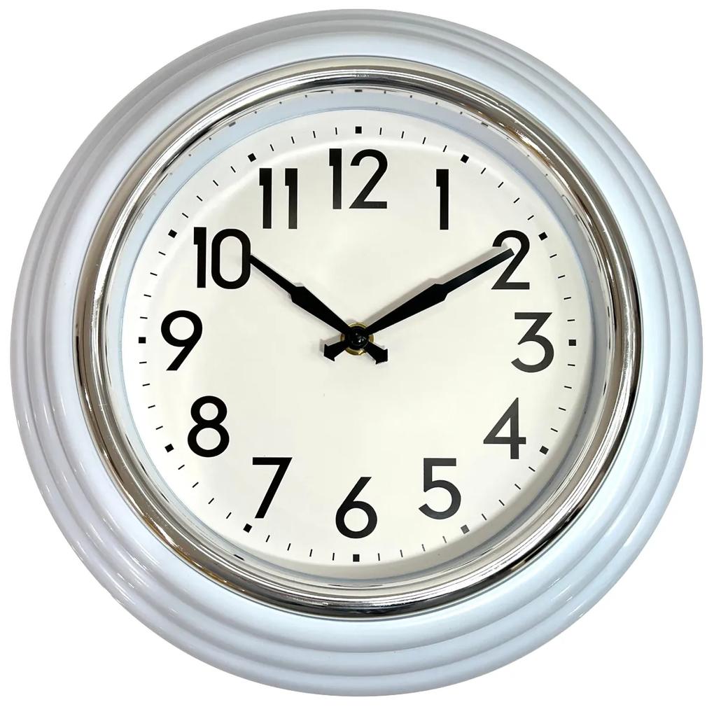 Ρολόι Τοίχου Λευκό Πλαστικό Φ30x6cm