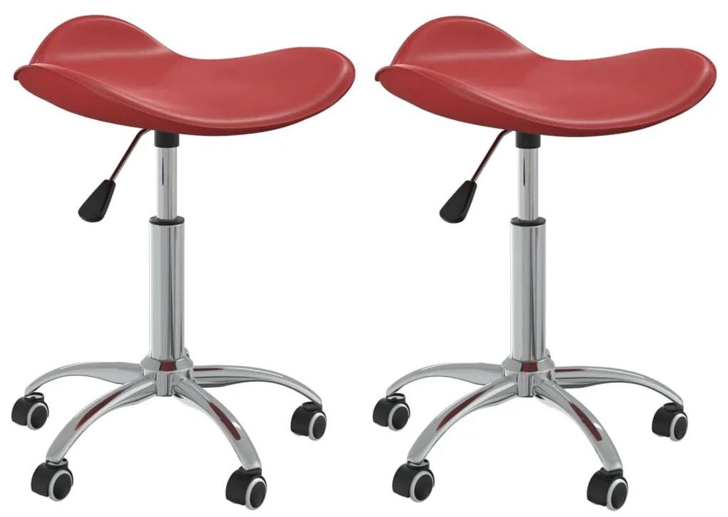 Καρέκλες Τραπεζαρίας Περιστρεφόμενες 2 τεμ. Μπορντό Δερματίνη - Κόκκινο