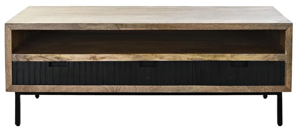 Τραπεζάκι Καφέ DKD Home Decor Μαύρο Ανοιχτό καφέ Μέταλλο Ξύλο από Μάνγκο 120 x 60 x 45 cm