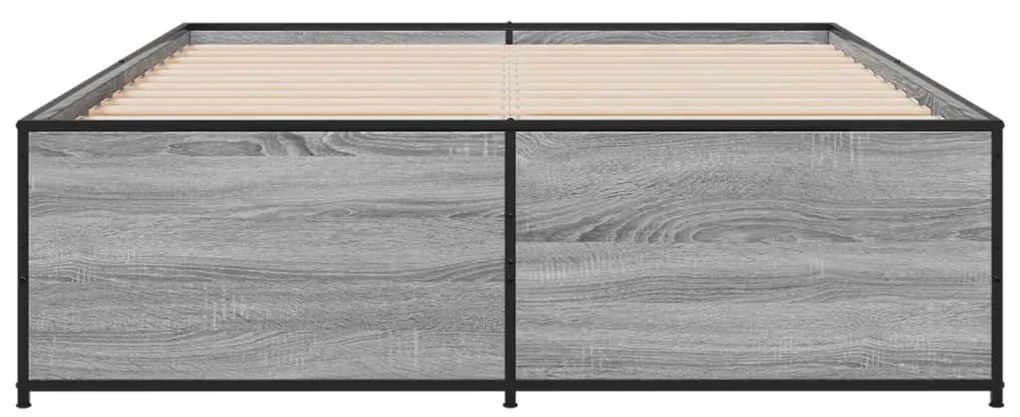 vidaXL Πλαίσιο Κρεβατιού Γκρι Sonoma 140x190 εκ. Επεξ. Ξύλο &amp; Μέταλλο