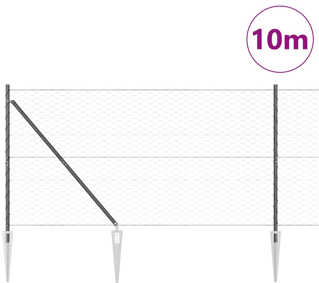 vidaXL Hexagon Fence Γκρι 1.2x10 μ Ατσάλι