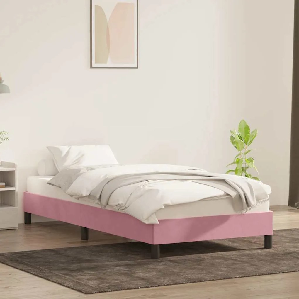 vidaXL Πλαίσιο κρεβατιού χωρίς στρώμα Ροζ 80x220 cm Βελούδινο