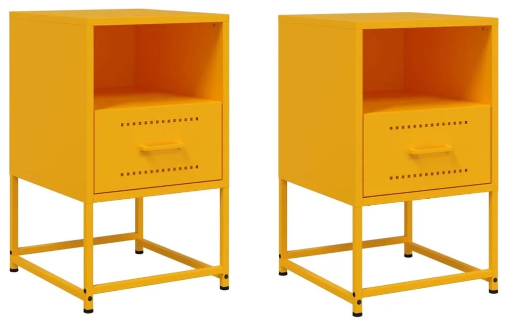 vidaXL Κομοδίνα 2 τεμ. Μουσταρδί 36x39x60,5 εκ. από Χάλυβα