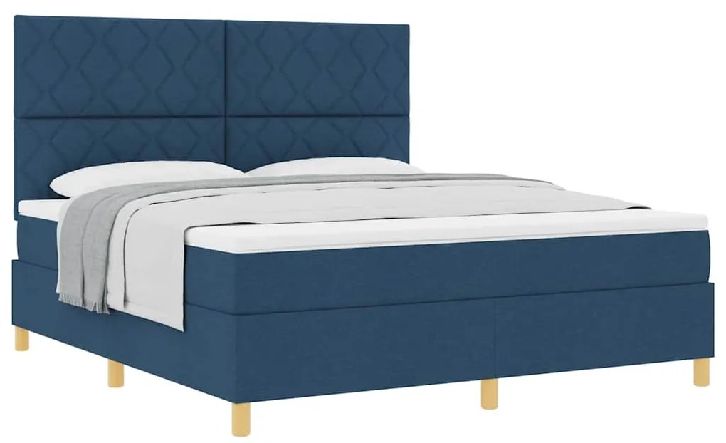 vidaXL Κρεβάτι με ελατήρια με στρώμα Μπλε 180 x 200 cm ύφασμα