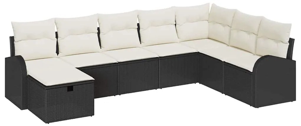vidaXL Σετ Καναπέ Κήπου με μαξιλάρι 8 pcs Μαύρο Πολυ ράταν
