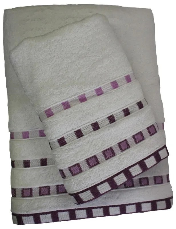 Πετσέτα Χεριών Μεμονωμένη Βαμβακερή Πεννιέ Ζακάρ 30x45εκ. Eva White-Lilac 24home