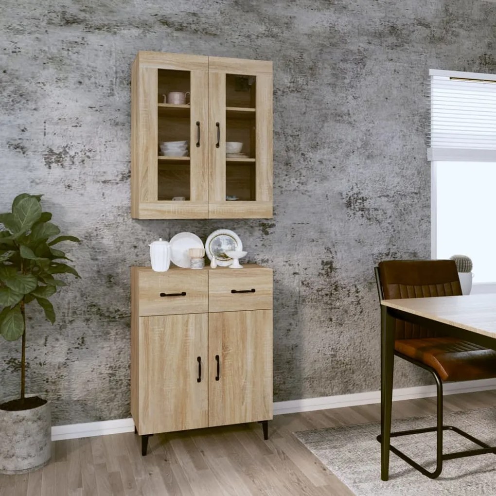 vidaXL Ντουλάπι Sonoma δρυς 69,5 x 34 x 180 εκ. από Επεξεργασμένο Ξύλο