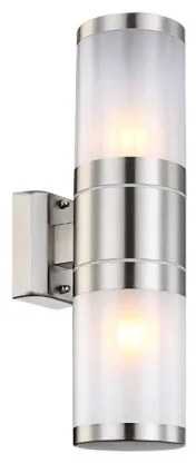 Απλίκα Φωτιστικό Τοίχου 2xΕ27 Up Down IP44 Xeloo 32014-2BS Globo Lighting-32014-2-Ασημί 32014-2