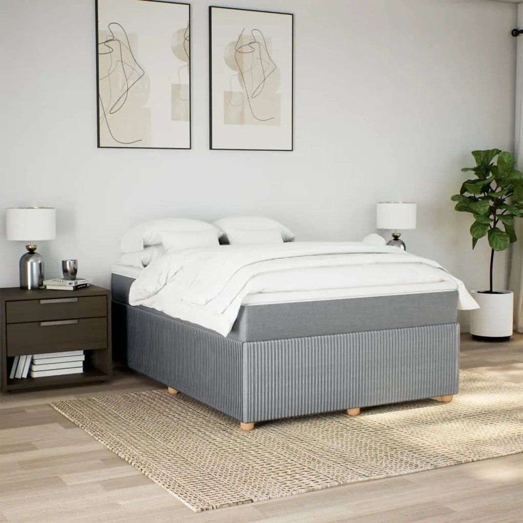 vidaXL Κρεβάτι Boxspring με Στρώμα Ανοιχτό Γκρι 140x200 εκ. Υφασμάτινο