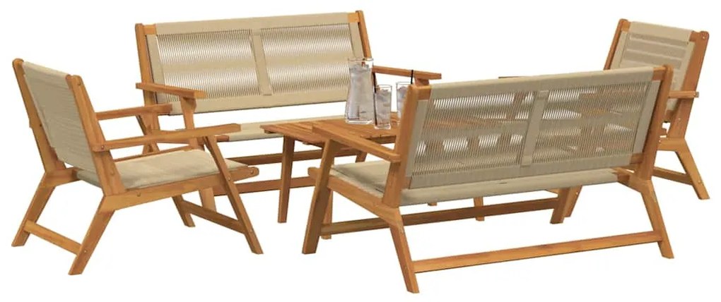 vidaXL Κήπου Καρέκλες με Τραπέζι 5 pcs Μπεζ 90 x 45 x 40 cm