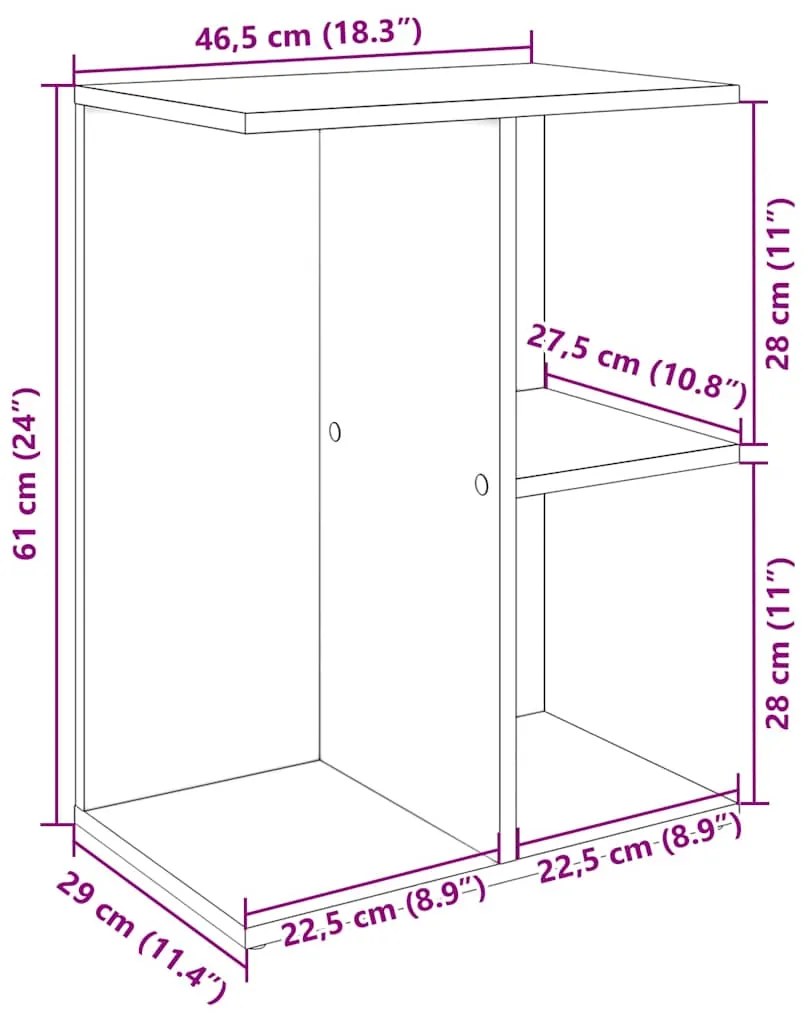 Κομοδίνο Γκρι Sonoma 46,5x29x61 εκ. από Επεξεργασμένο Ξύλο - Γκρι