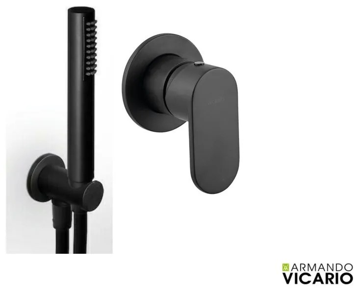 Armando Vicario SLIM Black Matt Παροχή νερού Στρογγυλή +Μίκτης εντοιχισμού 1 εξόδου 500050-400
