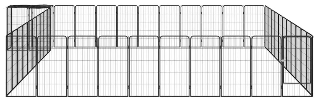 vidaXL Κλουβί Σκύλου 46 Πάνελ Μαύρο 50x100 εκ. Ατσάλι με Βαφή Πούδρας