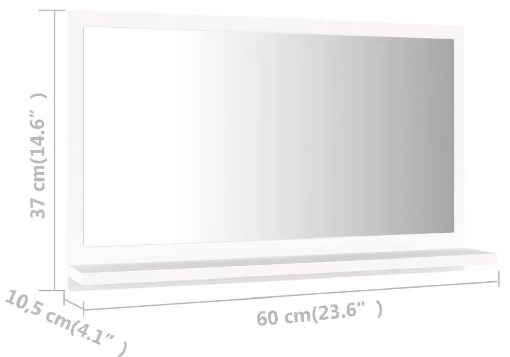 Καθρέφτης Μπάνιου Λευκός 60 x 10,5 x 37 εκ. Επεξ. Ξύλο - Λευκό