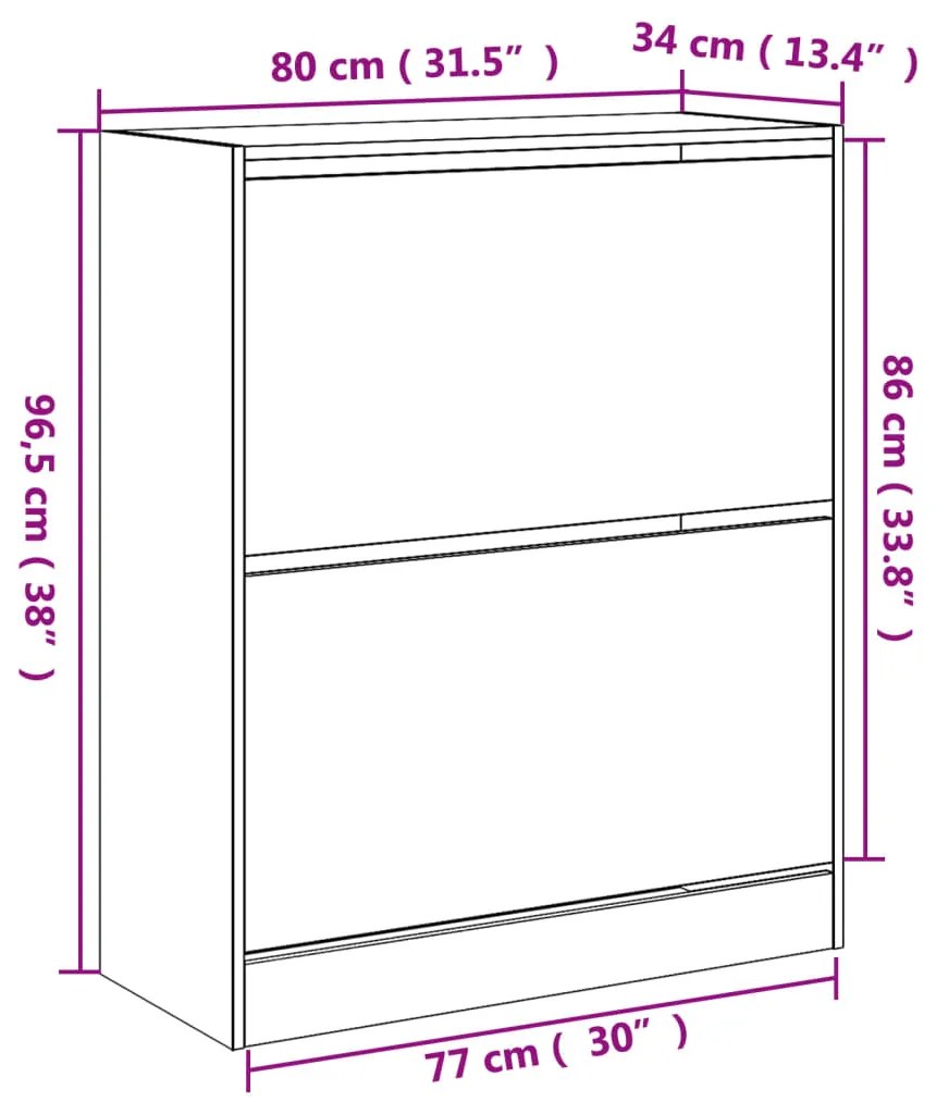 Παπουτσοθήκη Καφέ Δρυς 80x34x96,5 εκ. από Επεξεργασμένο Ξύλο - Καφέ