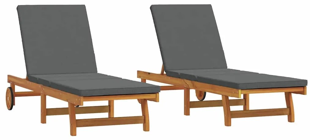 vidaXL Ξαπλώστρα 2 pcs Καφέ 63 x 199 x 85 εκ. Μασίφ ξύλο ακακίας