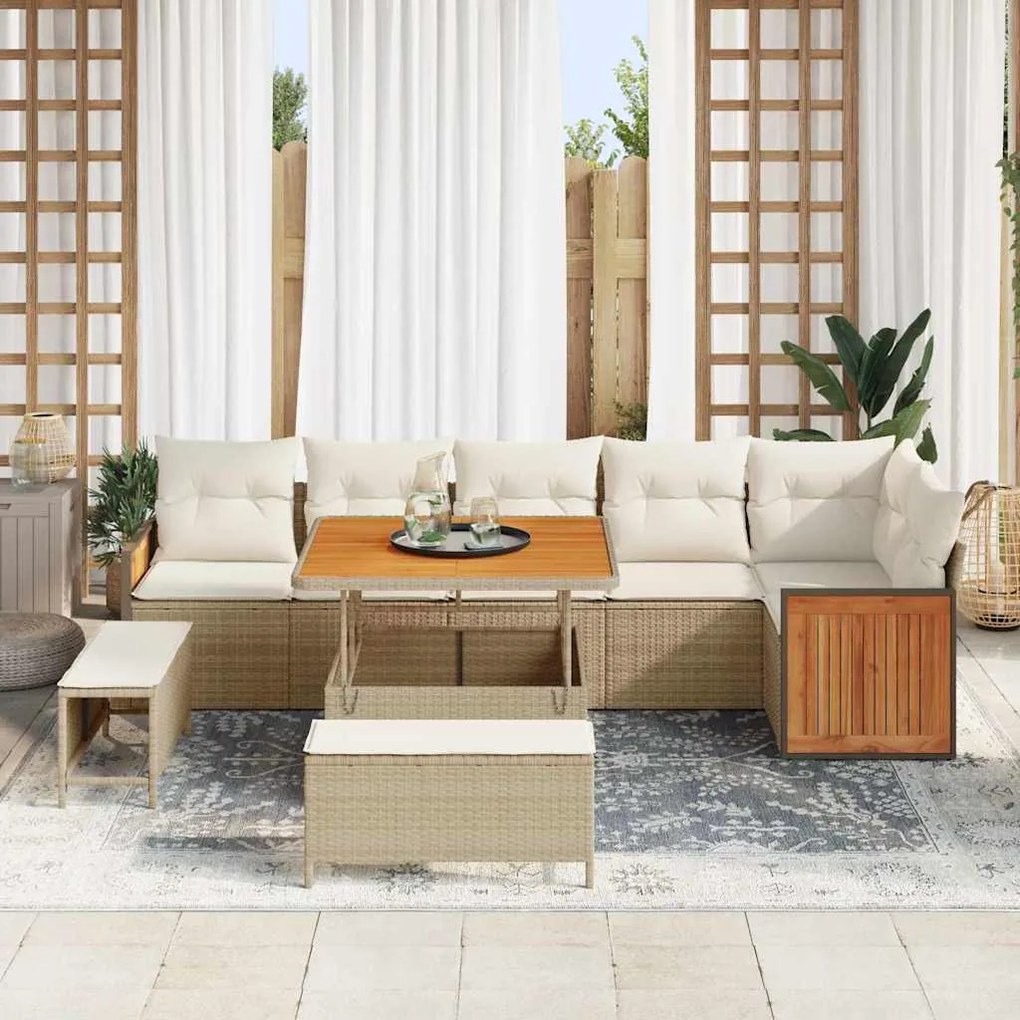 vidaXL Σετ Καναπέ Κήπου 9 pcs μπεζ και κρεμ 100 x 100 x 71 cm