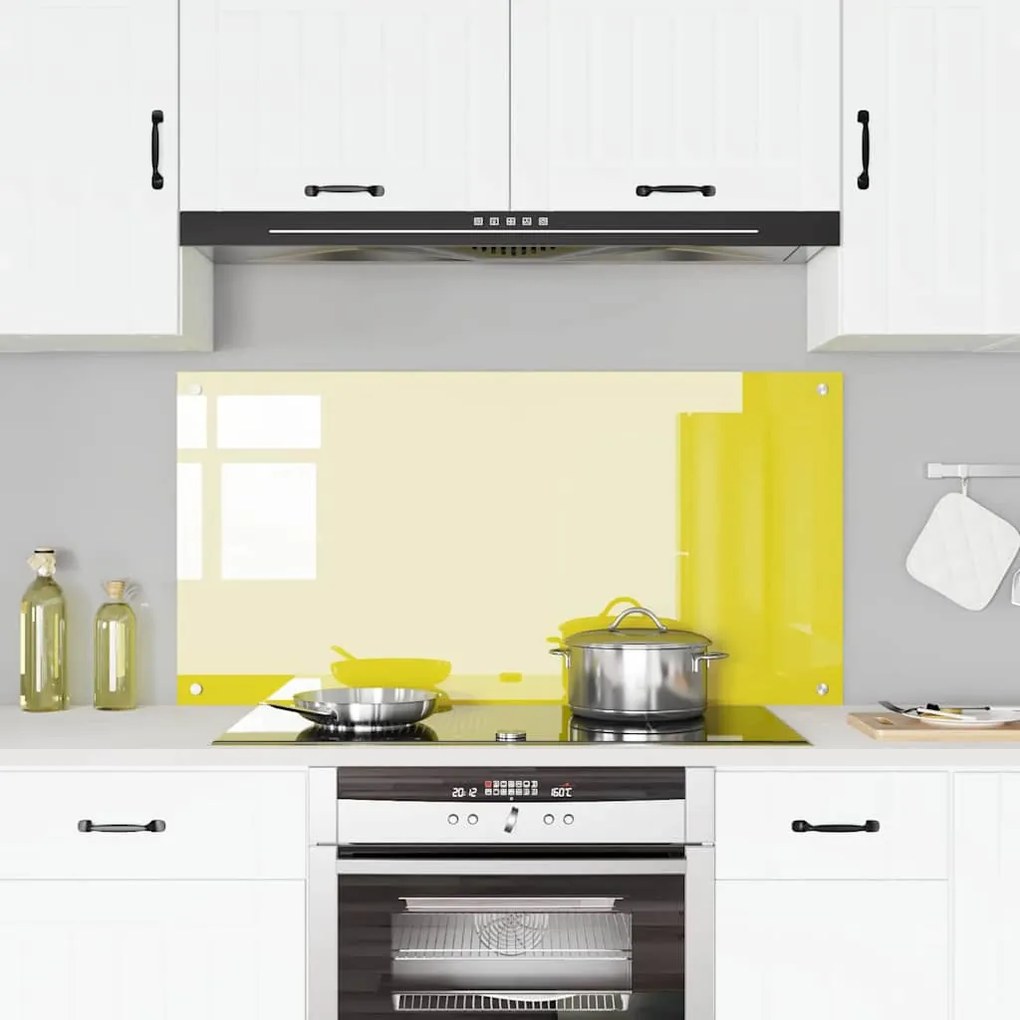 vidaXL Πίσω Πάνελ Κουζίνας Κίτρινο 120 x 60 x 0.6 εκ. σκληρυμένο γυαλί