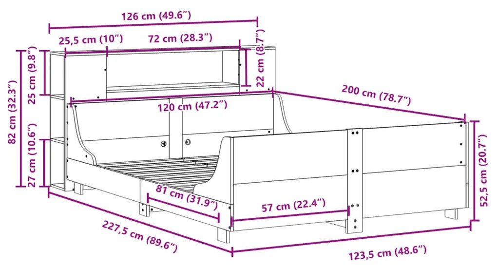 ΣΚΕΛΕΤΟΣ ΚΡΕΒ. ΧΩΡΙΣ ΣΤΡΩΜΑ ΚΑΦΕ ΚΕΡΙΟΥ 120X200 ΕΚ ΜΑΣΙΦ ΠΕΥΚΟ 3323772