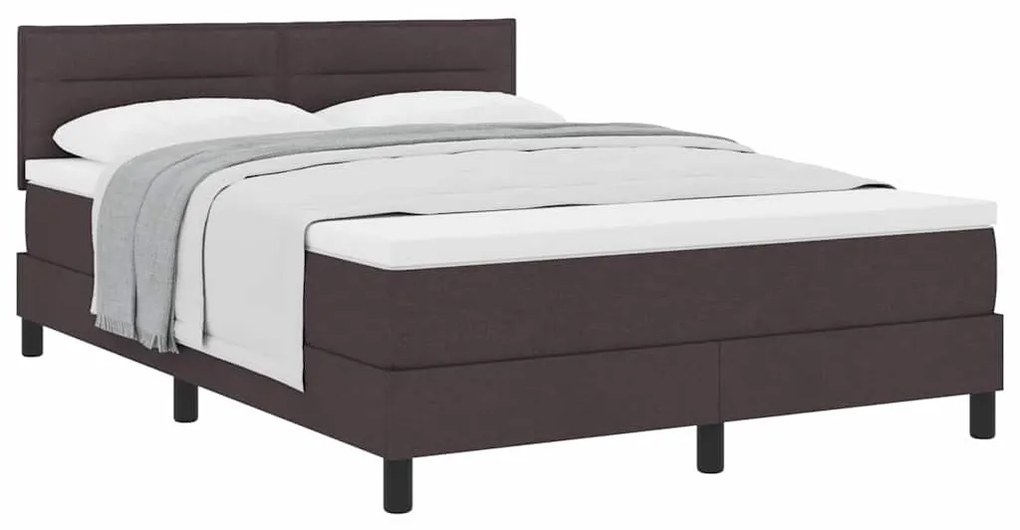 vidaXL Κρεβάτι box spring με στρώμα Σκούρο Καφέ 140 x 200 cm ύφασμα