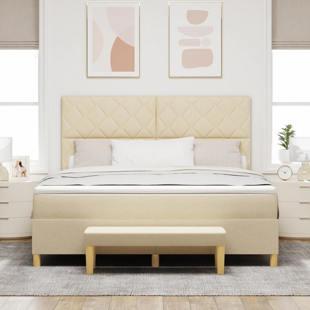 vidaXL Κρεβάτι με ελατήρια με στρώμα Κρεμ 180 x 200 cm ύφασμα