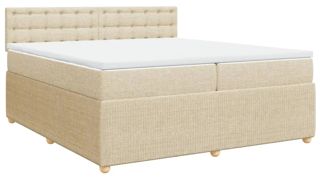 ΚΡΕΒΑΤΙ BOXSPRING ΜΕ ΣΤΡΩΜΑ ΚΡΕΜ 200X200 ΕΚ. ΥΦΑΣΜΑΤΙΝΟ 3287582