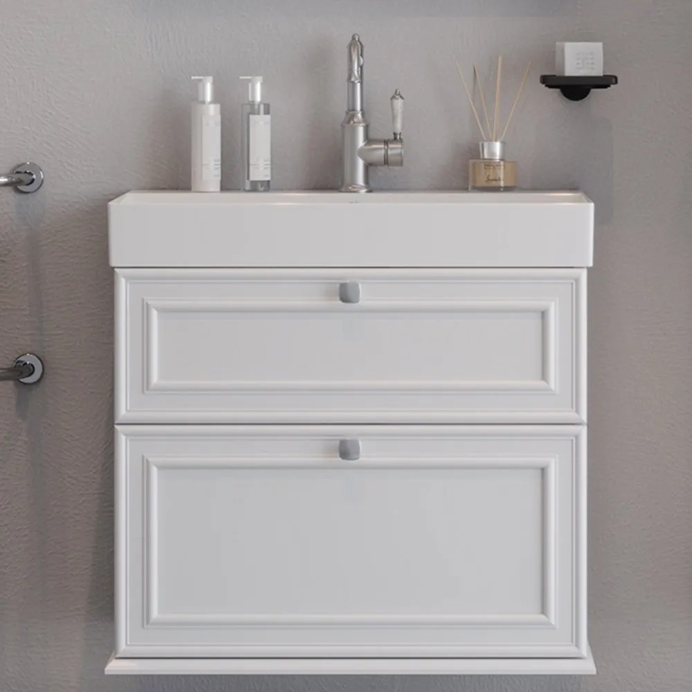 Έπιπλο Μπάνιου Πάγκος Με Νιπτήρα Stella 70 S3BSTE070WM 70×45.5x70cm White Κεραμικό,Mdf