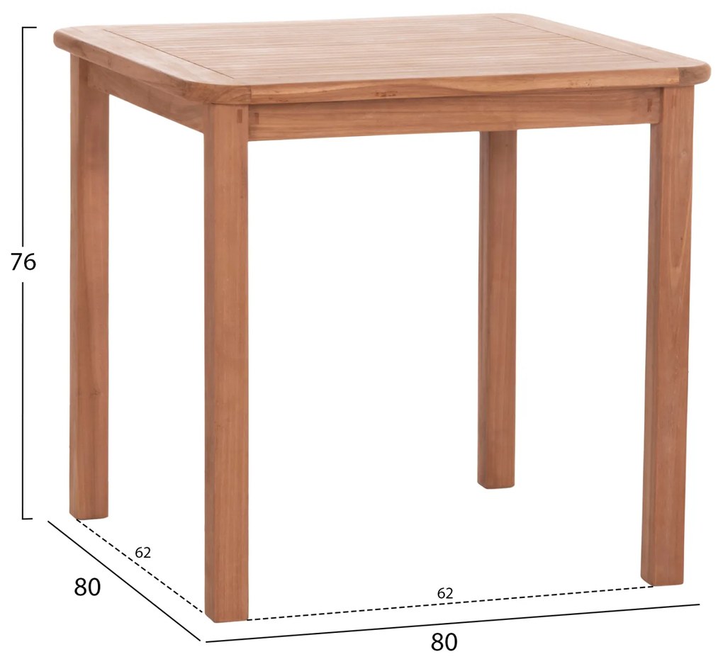 ΤΡΑΠΕΖΙ ΤΕΤΡΑΓΩΝΟ PRESSCOT HM18122 ΞΥΛΟ TEAK--ΦΥΣΙΚΟ 80x80x76Υεκ. - 0536079 - HM18122
