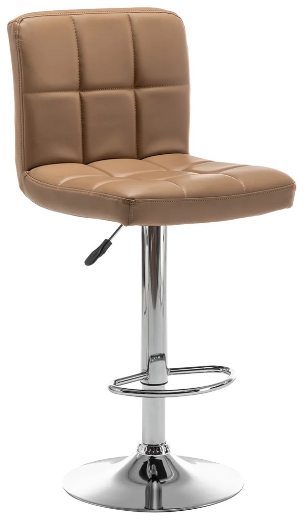 Σκαμπό Bar ArteLibre DIN Με Πλάτη Πτυσσόμενο Cappuccino PVC/Μέταλλο 44x50x92-113cm-14240058