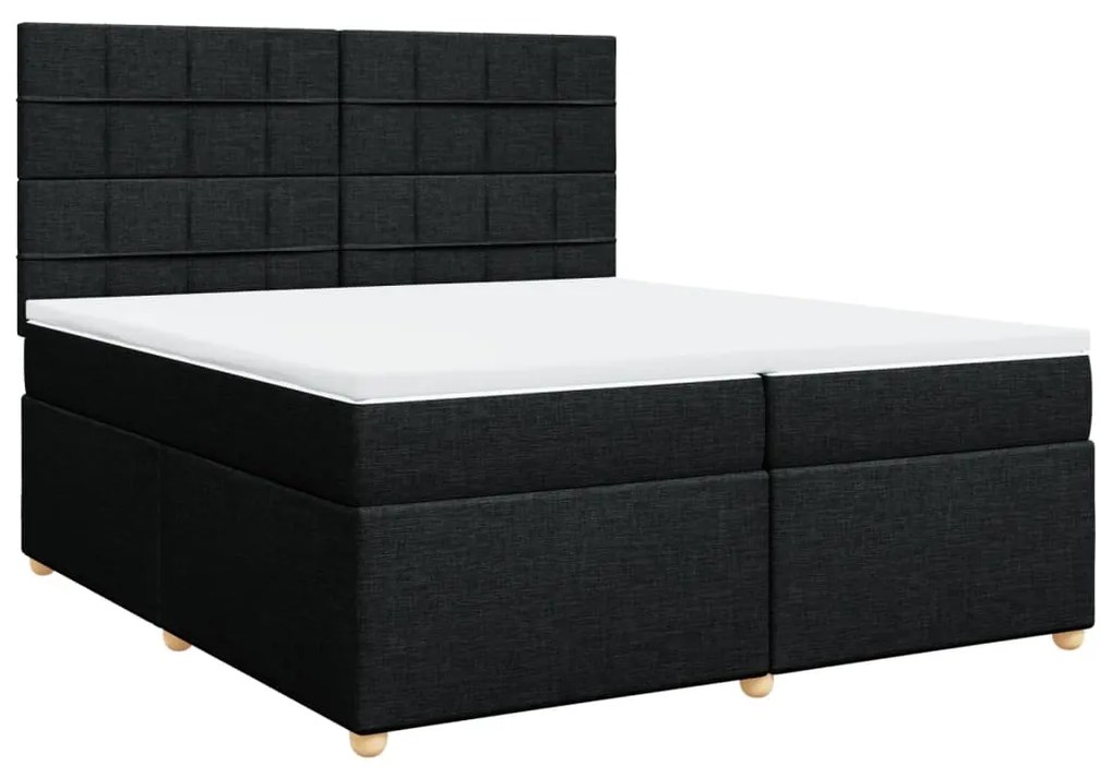 vidaXL Κρεβάτι Boxspring με Στρώμα Μαύρο 200x200 εκ. Υφασμάτινο