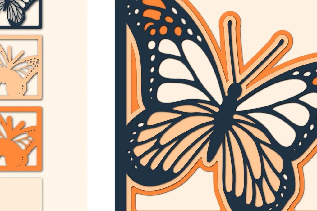 Σετ των 2 Intra απο ξύλο plywood 3mm-4mm πάχος Butterfly Multilayer Δίασταση 15x15 cm INTRAFABR-14771833