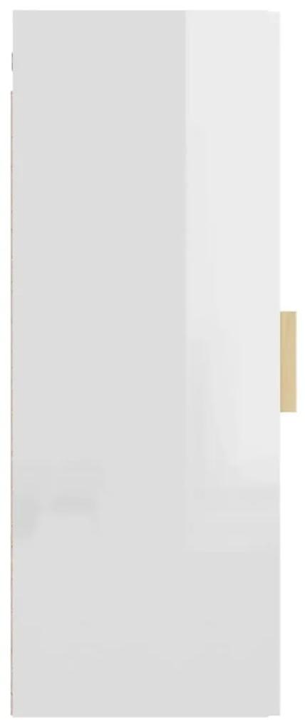 Ντουλάπι Τοίχου Κρεμαστό Γυαλιστερό Λευκό 34,5x34x90 εκ. - Λευκό