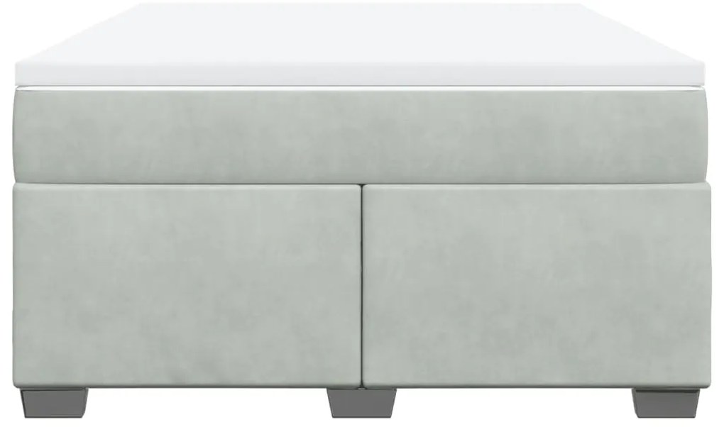 vidaXL Κρεβάτι Boxspring με Στρώμα Ανοιχτό Γκρι 140x190 εκ. Βελούδινο