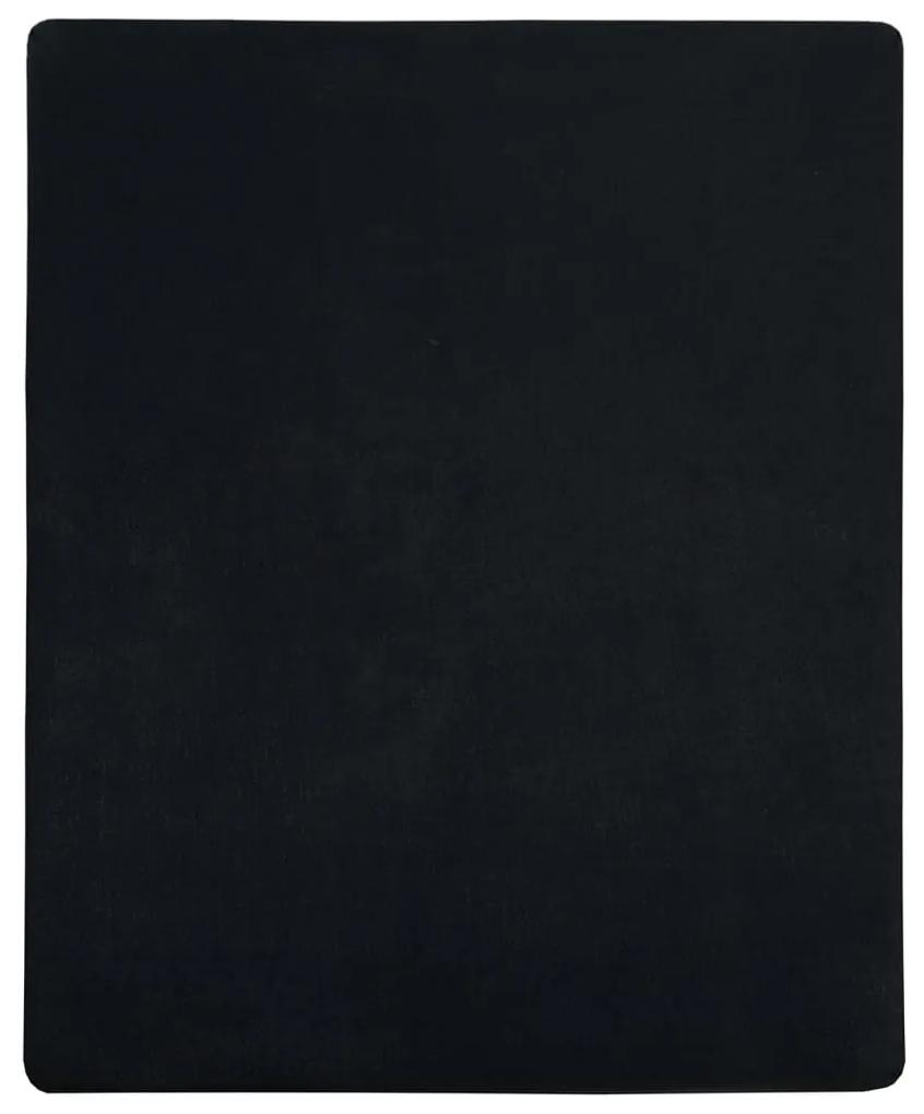 vidaXL Σεντόνια με Λάστιχο 2 τεμ. Μαύρα 100x200 εκ. Βαμβακερό Ζέρσεϊ